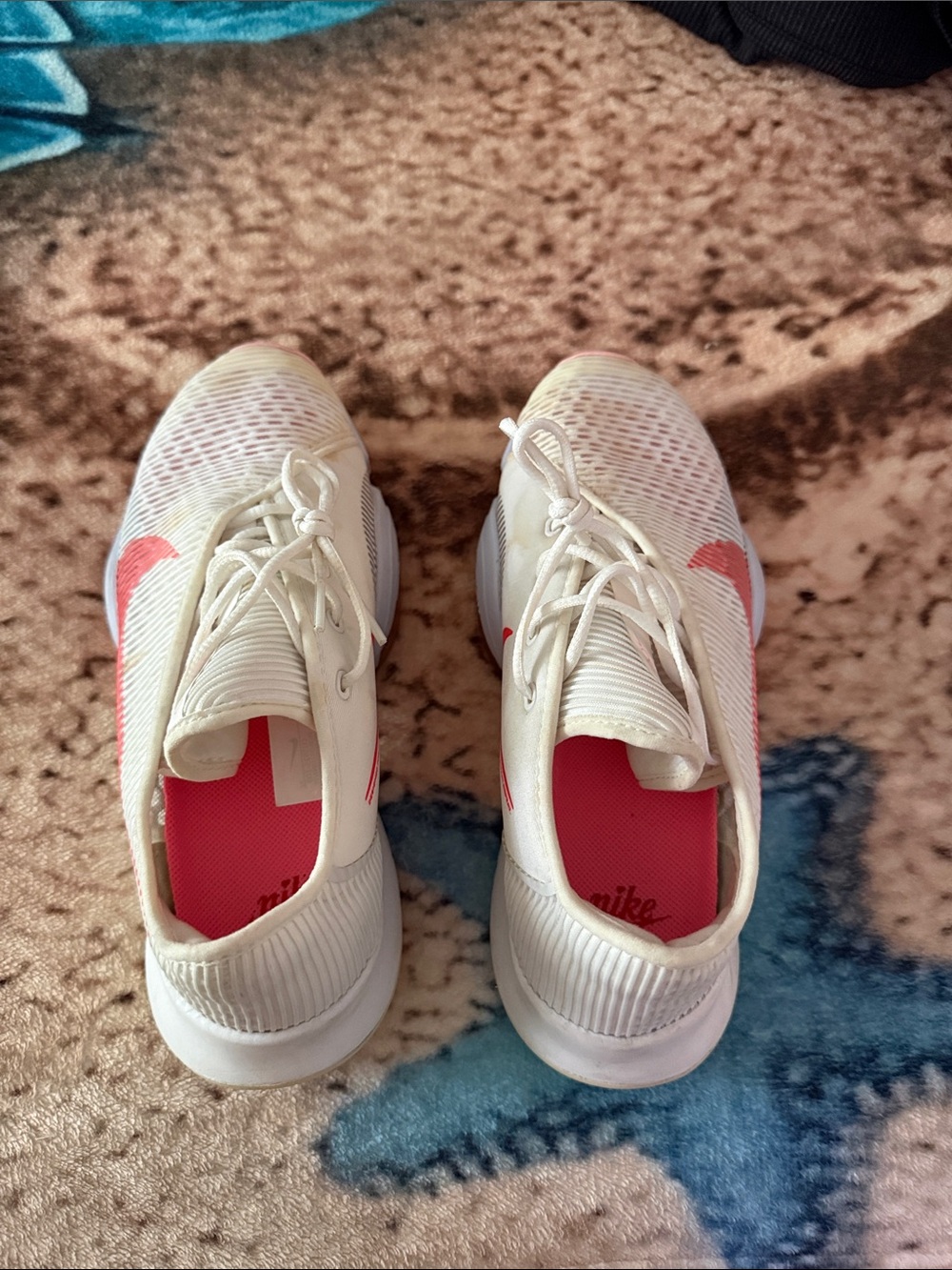 Nike Women's White Sneakers with Coral Accents